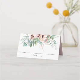 Chic Soft Blush Pink Blumengrün Hochzeit Platzkarte