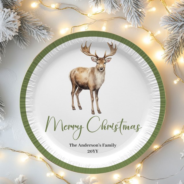 Chic Soft Earth Tone Christmas Personalized Dinner Pappteller (Soft Earth Tone Christmas Personalized Dinner Plates)