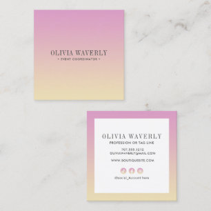 Chic Soft Gradient Pink Orange peach Social Media Quadratische Visitenkarte