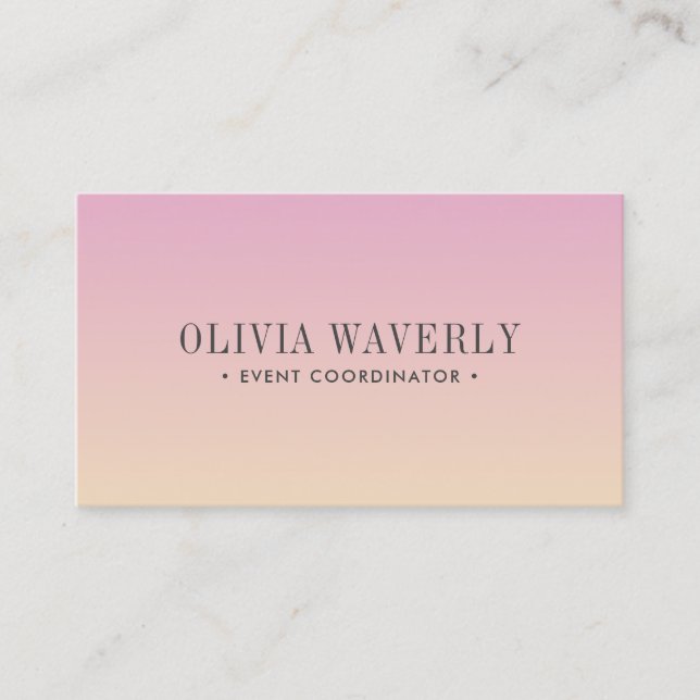 Chic Soft Gradient Pink Orange peach Social Media Visitenkarte (Vorderseite)