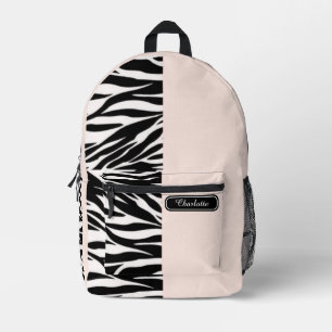 Chic Soft Peach Schwarz-Weiß Zebra Print Teens Bedruckter Rucksack