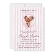 Chic Soft Pink Coquette Gestreifte Zwillinge-Baby-