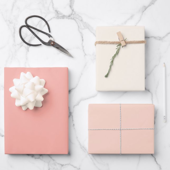 Chic Soft Pink Pale Pastellfarben Solid Shades Mod Geschenkpapier Set (Vorderseite)