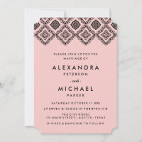 Chic Soft Pink und Black Wedding Eastern Muster
