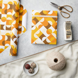 Chic Sonnengelbes Orange Braunes Kreise Kunst Must Geschenkpapier