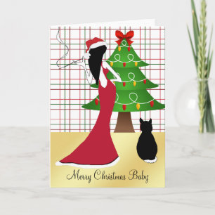 Chic Sophisticated Mercury Christmas Baby Card Feiertagskarte
