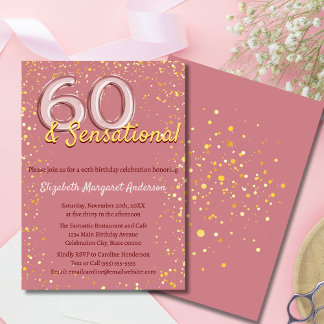 Chic Sophisticated Rose Gold Glitzer 60. Geburtsta Einladung