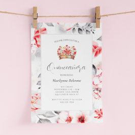 Chic Sophisticed Red Floral Quinceañera Einladung