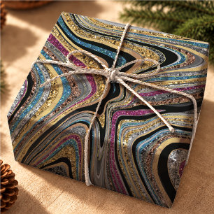 Chic Sparkle Blau Rosa Moderne Marmor Kunst Geschenkpapier