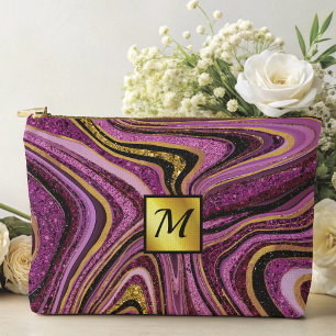 Chic Sparkle Glitzer Marmor Art pink gold monogram Zubehörtasche