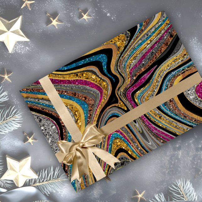 Chic Sparkle Glitzer Marmor blau pink Geschenkpapier (Von Creator hochgeladen)