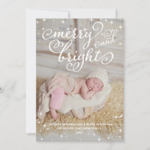 Chic Sparkling Merry & Bright Holidays Fotokarte Feiertagskarte