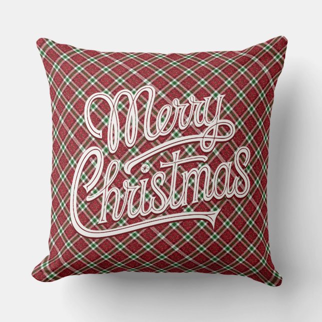 Chic Sparkly Plaid Christmas  Kissen (Vorderseite)