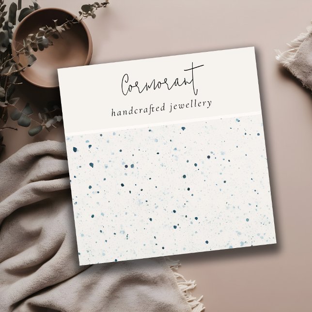Chic Speckled Blue White Texture Earring Holder Quadratische Visitenkarte (Von Creator hochgeladen)
