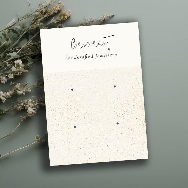 Chic Speckled Gold White Texture 2 Earring Holder Visitenkarte (Von Creator hochgeladen)