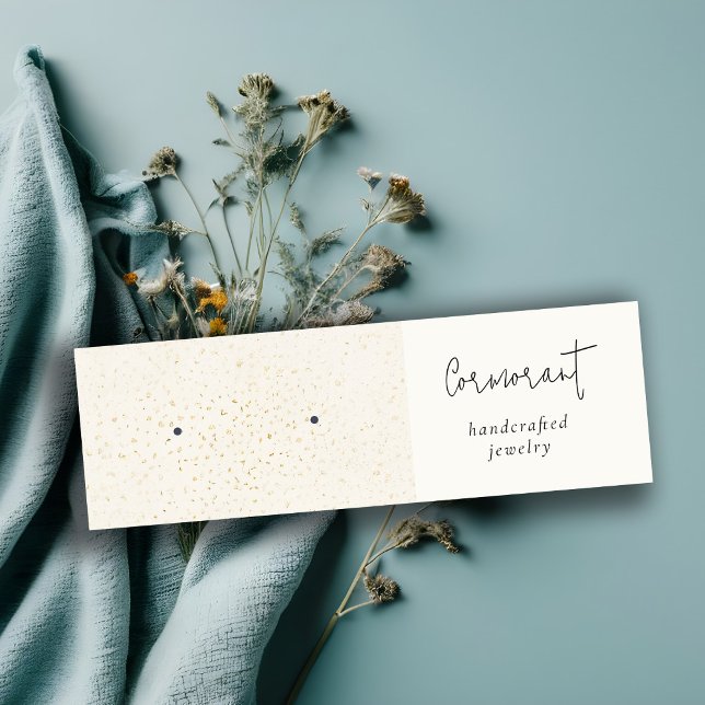 Chic Speckled Gold White Texture Earring Holder Mini Visitenkarte (Von Creator hochgeladen)