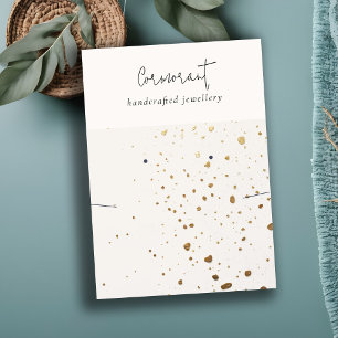 Chic Speckling Gold White Earring Necklace Display Visitenkarte