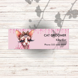 Chic Sphynx Cat Groomer Pink Glitzer Drift Mini Visitenkarte