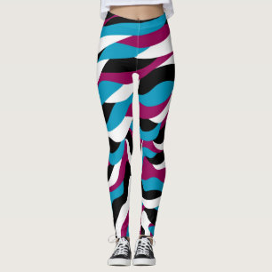 Chic spielend Abstrakt Retro Wavy Blue Pink Leggings