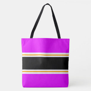 Chic Sporty Bright Pink Black Yellow White Stripes