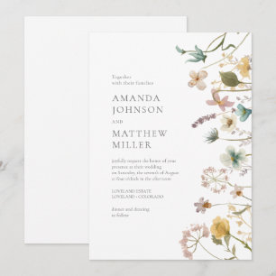 Chic Spring Delicate Pressed Florals Wedding Einladung