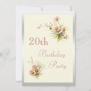 Chic Spring Flowers 20. Geburtstag Einladung