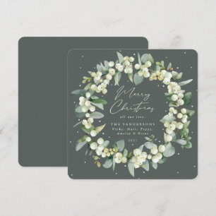 Chic Square Snowberry+Eukalyptus Weihnachtsfeier Feiertagskarte