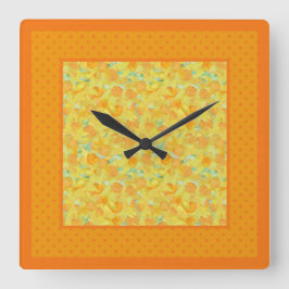Chic Square Wall Clock, Affodils und Polka Docks Quadratische Wanduhr