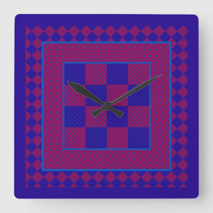 Chic Square Wall Clock, Lila, blau, Pflaumenpolkas Quadratische Wanduhr
