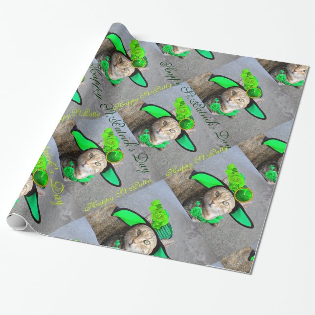 CHIC ST.PATRICK'S DACAT with HAT,GRÜNE ROSE, Geschenkpapier (Ungerollt)