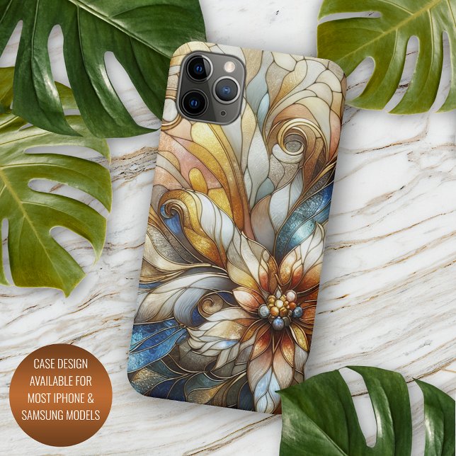 Chic Stached Glass Floral Mosaik Art Muster iPhone Hülle (Von Creator hochgeladen)