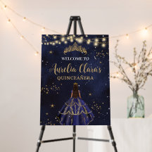 Chic Starry Night Navy Blue Dress Gold Quinceañera