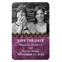 Chic Steampunk Foto Save the Date Magnet, Lila
