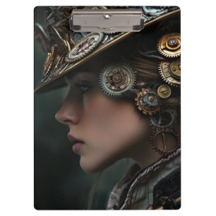 Chic Steampunk Woman Klemmbrett