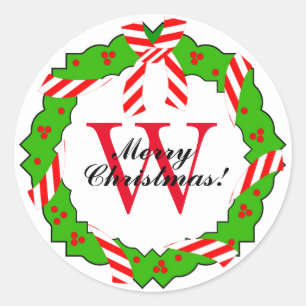 CHIC STICKER_CHRISTMAS WREATH #1 AUF WEISS RUNDER AUFKLEBER