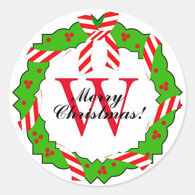 CHIC STICKER_CHRISTMAS WREATH #1 AUF WEISS RUNDER AUFKLEBER (Vorderseite)