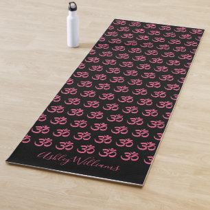 Chic Stilvoll Personalisiertes, heiß rosa Schwarze Yogamatte