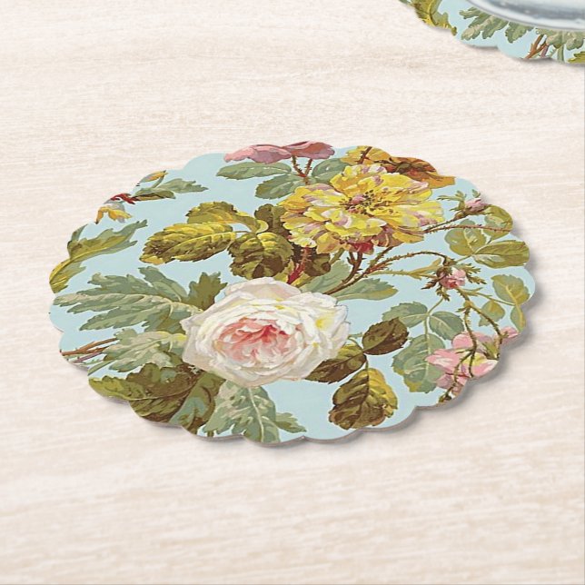 Chic Stilvoll Vintag rosa Rose Blume Muster Untersetzer (angewinkelt)