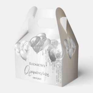 Chic stilvolle silberne Glitter-Tropfen Ballons Geschenkschachtel