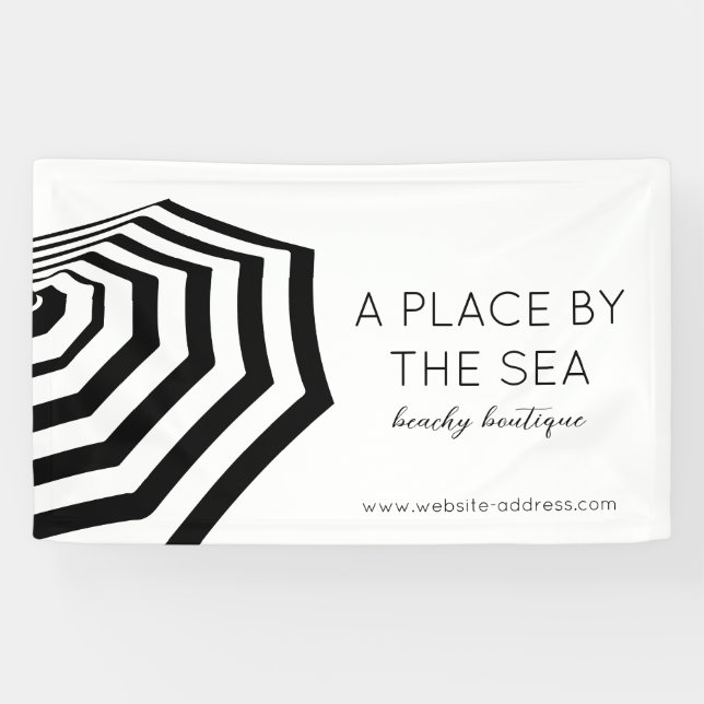 Chic Striped Beach Umbrella Boutique Banner (Horizontal)