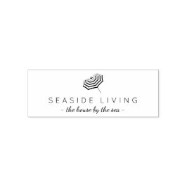 Chic Striped Beach Umbrella Logo Briefmarke Permastempel