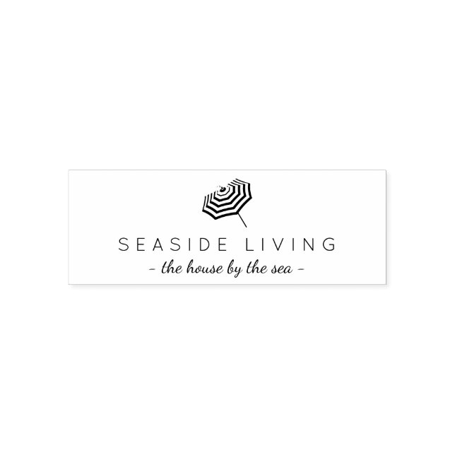 Chic Striped Beach Umbrella Logo Briefmarke Permastempel (Design)