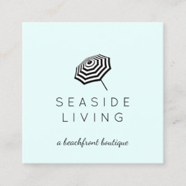 Chic Striped Beach Umbrella Logo Minze Quadratische Visitenkarte