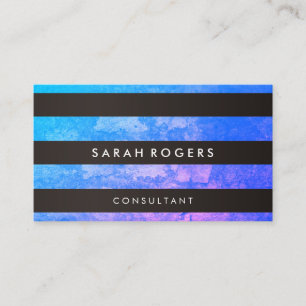 Chic Stripes Muster Grunge Blau Lila Visitenkarte