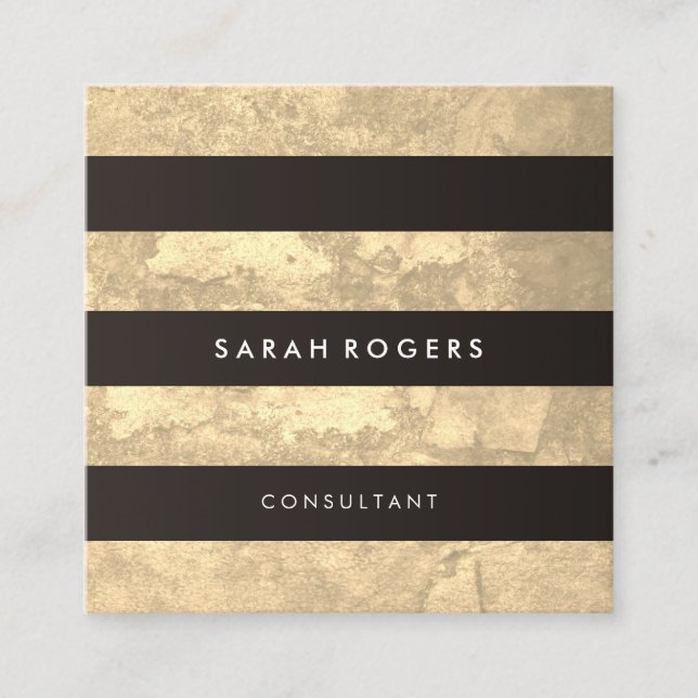 Chic Stripes Muster Grunge Gelb Quadratische Visitenkarte (Vorderseite)