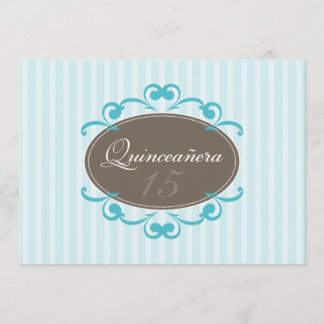 Chic Stripes Quinceanera Invitation (aqua) Einladung