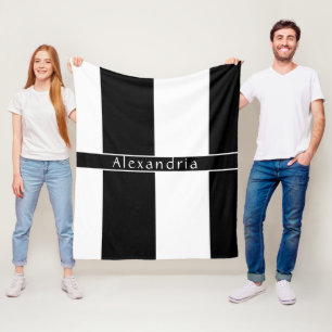 Chic Stripes Schwarz-Weiß Fleecedecke