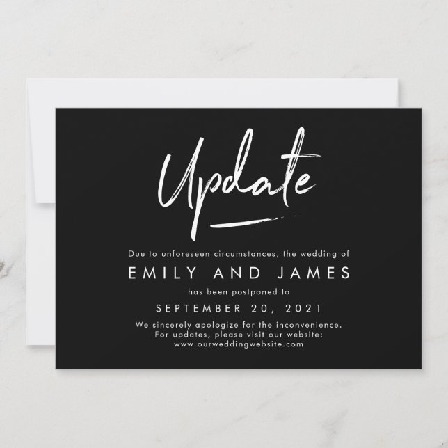 Chic Strokes Editable Color Wedding Update Card Dankeskarte (Vorderseite)