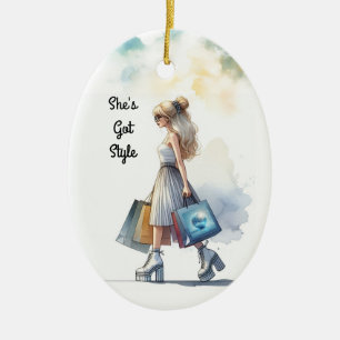 Chic Stylish Blond Fashion Personalisiert Keramik Ornament