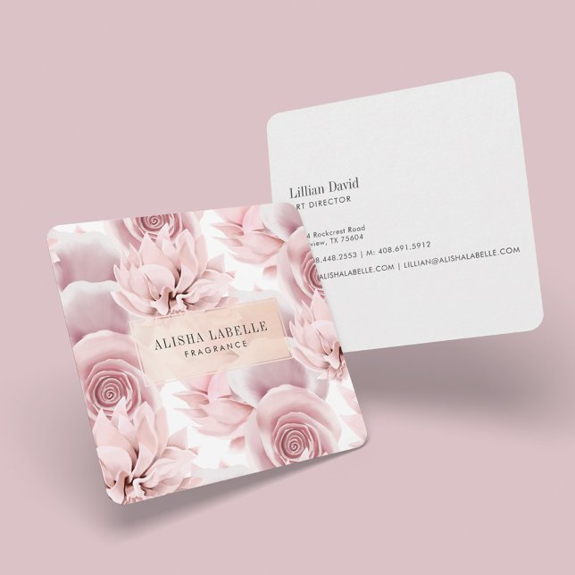 Chic & Stylish Blush Pink Floral Botanisch Visitenkarte (Von Creator hochgeladen)